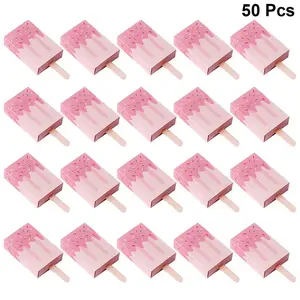 20Pcs Cute Ice Pop Candy Boxes Chocolate Candy Box Party Favor Boxes for Small Gifts Lollipops Cookies Goody Bags Pink Theme