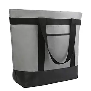 Insulated Reusable Tote Bag for Grocery Shopping for Women/Men, Pizza/Food Delivery Bag to Keep Food Cold/Hot for Uber Eats/Doordash/Grubub, Cooler bags for Travel/Beach/Picnic, Grey