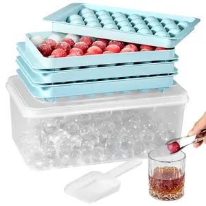 【Summervibes】VEVOR Ice Cube Tray, TikTokShopBlackFriday, Round Ice Ball Maker for Freezer, 2x33pcs & 1x104pcs Ice Balls, Sphere Ice Cube Making 170pcs Small Ice Chilling Cocktail Whiskey Tea Coffee, 3Pack Ice trays & Ice Bin & Scoop