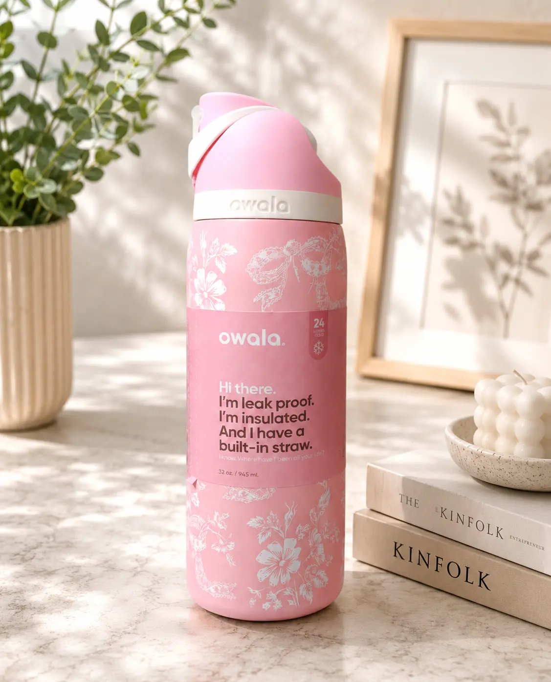 Owala FreeSip 32oz Peanuts Insulated Water Bottle – Keeps Drinks Cold 24H Leak Proof Straw Lid, Cute Kawaii Cup Mother’s Day Gift for Mom