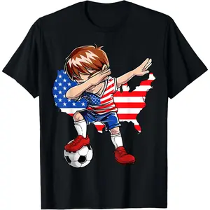100%cotton Dabbing Soccer USA Jersey Boy United States Boys Football T-Shirt