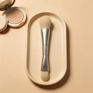 Dual-Ended Face Makeup Brush for Powder, Blush & Highlight, Soft Synthetic Bristles, Blending Brush