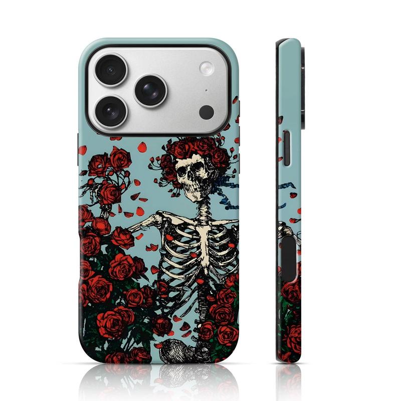 Gothic Skeleton & Red Rose Phone Phone Case for iPhone 17 Pro Max/16 ...