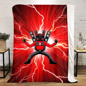 speaker man pattern printed blanket, Cartoon Pattern Blanket, blanket for the living room, bedroom, office and lunch break, portable blanket suitable for all four seasons, holiday gift for family and friends, Christmas d