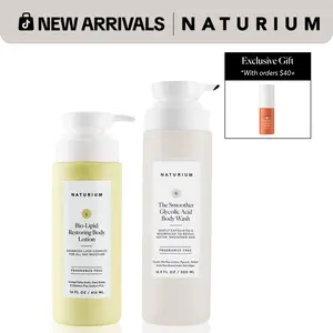 Naturium The Smoothing Body Bundle - Smoother Glycolic Acid Body Wash and Bio-Lipid Restoring Body Lotion
