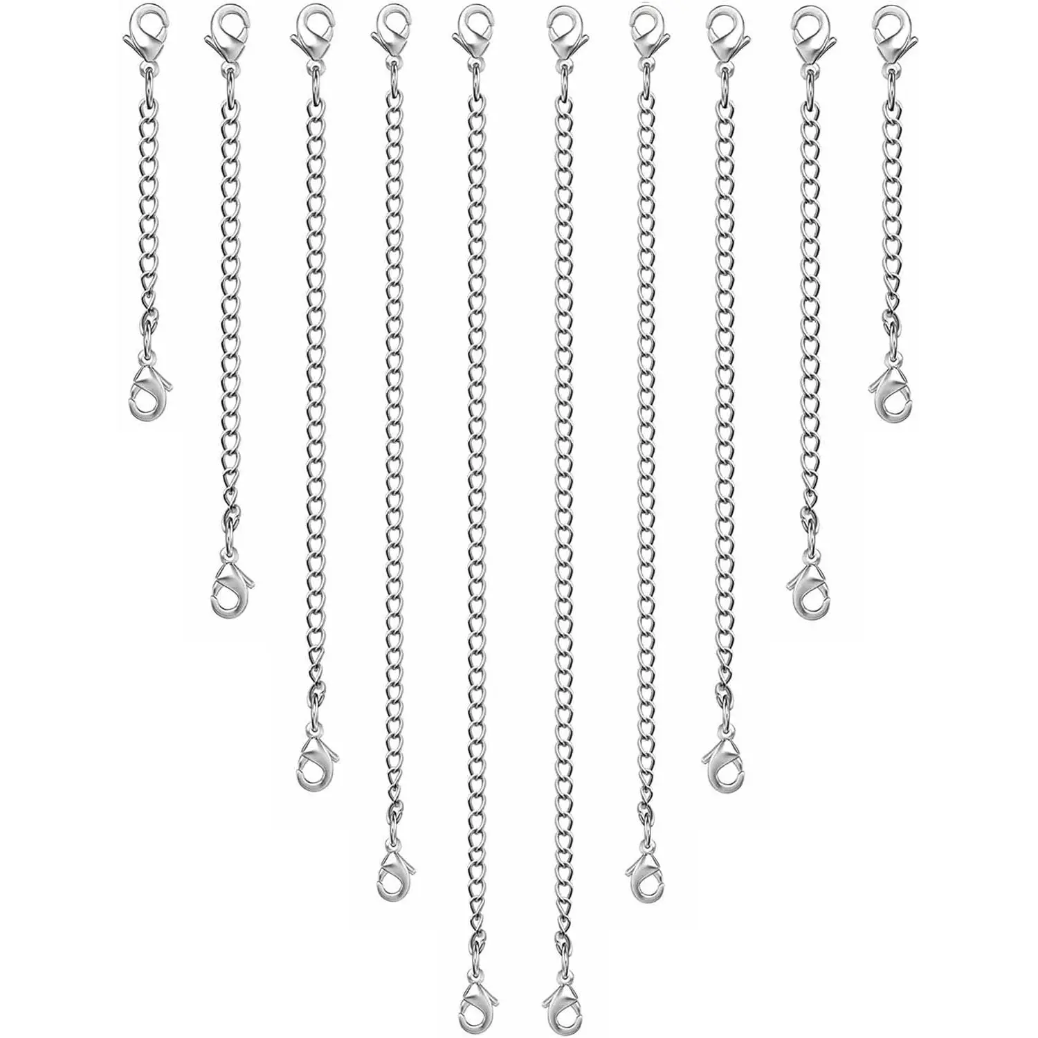 10 Pcs Necklace Extender Set, Silver Plated Stainless Steel Chains for Women, for Bracelets, Anklets, and Necklace Layering, Necklace Layering Clasps, Strong Magnetic Necklace Clasps