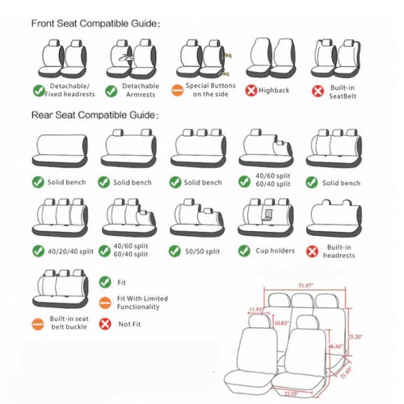 Car Seat Covers For 5 Seats, Full Set Universal Seat Covers for Cars, Flat Cloth Auto Seat Air Mesh Design Protectors, Car Interiors Fit For Nissan /Honda /Accord/Civic /CRV /Hrv /Kia /Sorento /Toyota /Corolla /4Runner /Camry /Hyundai /Mazda