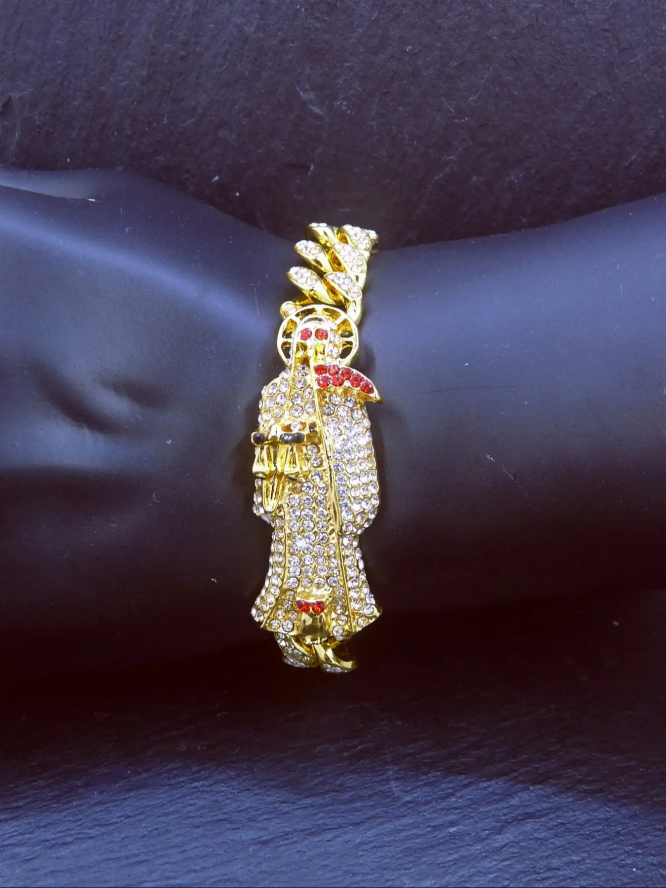 Fashion Hip-Hop Style Saint Muette Hand Bracelet, Cuban Bracelets, 14k Rhinestone Cuban Link, Luxurious Elegant Jewelry for Daily Wear