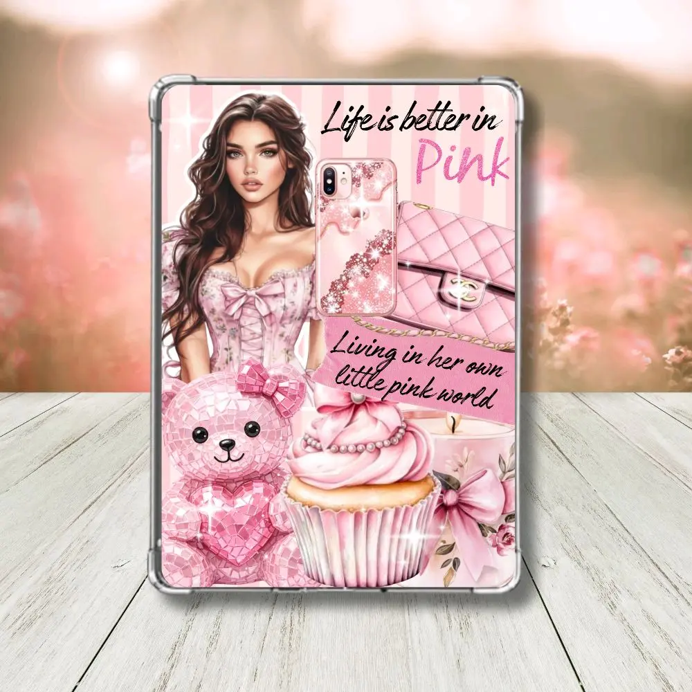 Soft Pink Little World Kindle Insert | Girly Glitz & Glam E-Reader Art | Sparkling Coquette Fashion Collage | That Girl Kindle Inserts for Clear Case