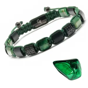Men's Green Tiger Eye & Black Onyx Flat Bead Bracelet Handcrafted Adjustable Cord Energy Protection Jewelry for Men High-end Gemstones Unique Design