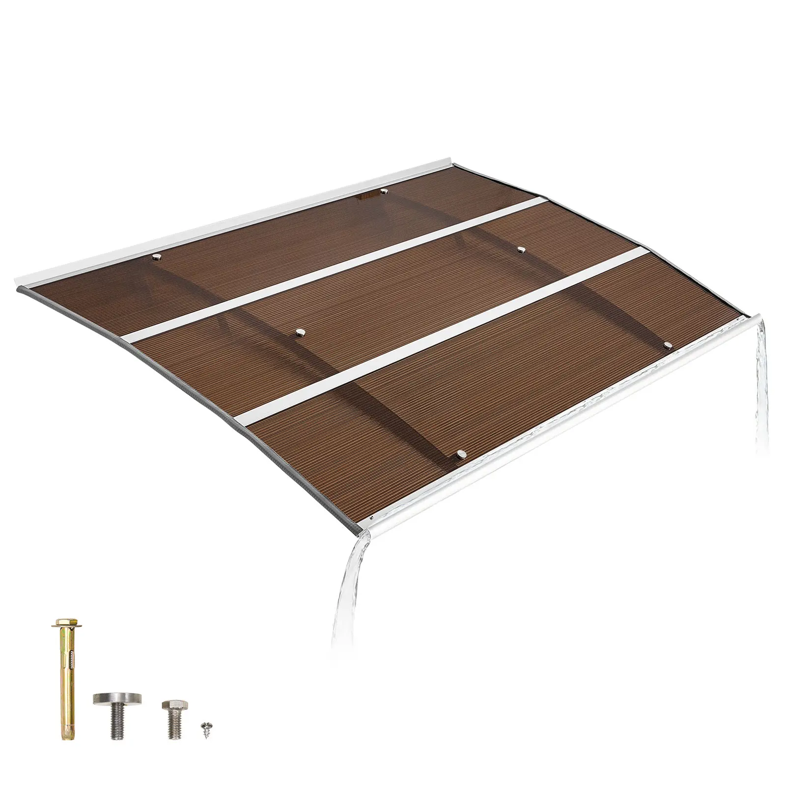 【SummerFinds】VEVOR Awnings for Door Entrance, 39 x 59 in, Exterior Front Door Window Awnings with Drainage & Metal Bracket, Rain Snow Sun Protection, Overhang Polycarbonate Door Canopy for Porch Patio, Brown,summerwins