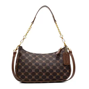 Women's PU Leather Crescent Shoulder Bag  Sling with Print Letter Pattern Compact Underarm Purse for Daily Use saddle  bag  body Lightweight Plaid Crossbody