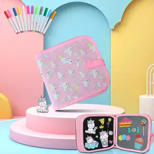 Creative Erasable Coloring and Drawing Set with Cute Patterns, 14 Pages Waterproof Magic Painting Book and Watercolor Pen, Art Supplies for Boys and Girls