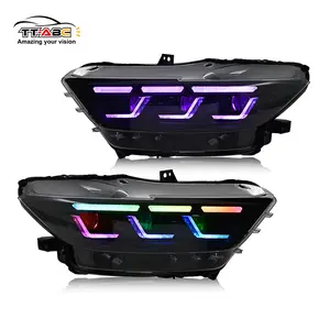 TT-ABC RGB Headlight for 2015-2017 Ford Mustang S550 Projector Front Lamp Assembly with Triple Beam Lens LED Bulbs Easy Install