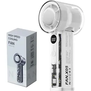 2025 Portable Handheld Turbo Fan with Ice Cooling - USB Rechargeable, 1-100 Adjustable Speed, Mini Personal Fan for Travel, Camping, Office - Mecha Design Cooling Accessories