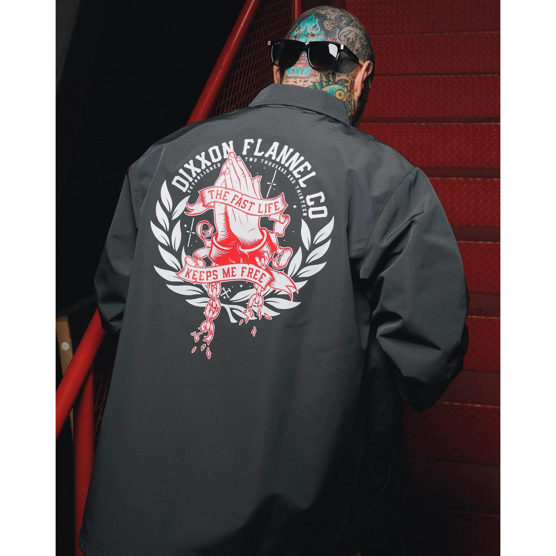 Red & White Otto Coaches Jacket - Gray