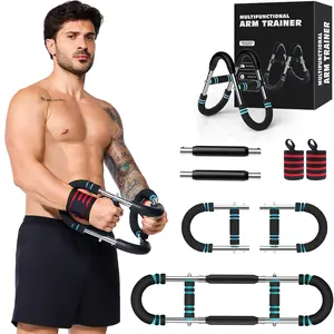 Adjustable Chest Workout Equipment for Men & Women – 40-150 lbs Power Twister Bar for Home Exercise, Portable Spring Resistance Arm Trainer for Chest, Shoulders & Forearms with 2 Wrist Braces