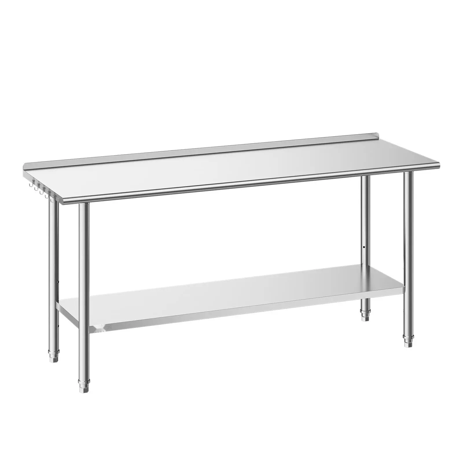 Stainless Steel 24x72 Inch Food Prep Table With Backsplash, Commercial Kitchen Workstation With Adjustable Undershelf, Heavy Duty Utility Work Table For Restaurant, Home And Outdoor Use