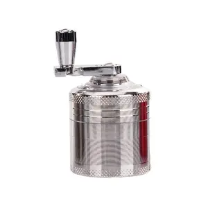 4-Layer Zinc Alloy 40mm Metal Herb And Spice Grinder Home Kitchen Mixer(Hand-cranked visible)