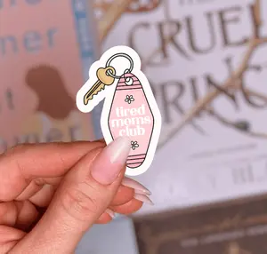 Tired Mom Club Keychain Sticker - Simple Design for Home Decor
