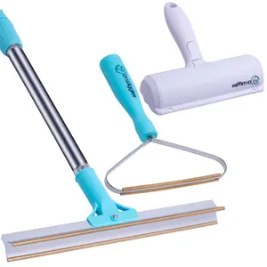 Dr. Wiggles Pet Hair Remover Set: Adjustable Pet Hair Removal Broom, Handheld Rake, and Handheld Roller