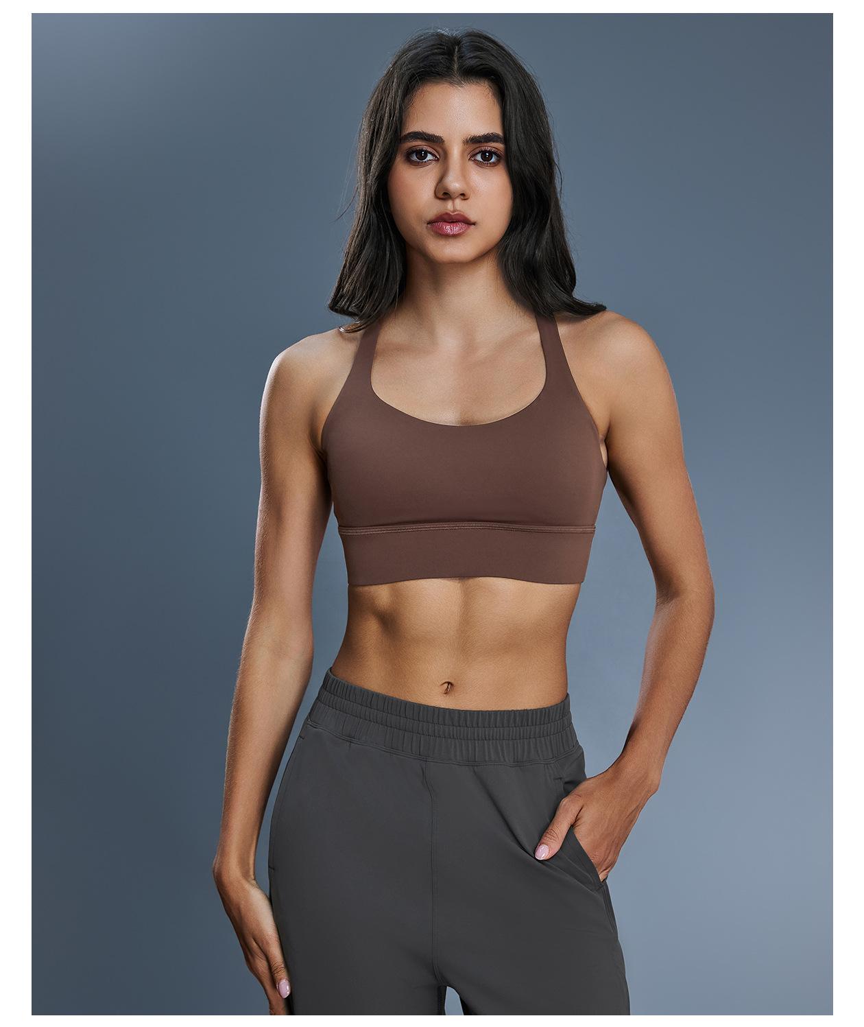 New Women's High-Impact Cross-Back Sports Bra, Shockproof Push-Up Support Fitness Bra