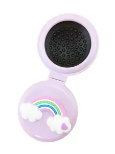 3-Pack Rainbow Dual-Use Foldable Portable Cartoon Head Massage Air Cushion Mirror Comb, Convenient Travel Hair Care Tool, Fun Design