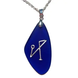 Archangel Sigils Angel Michael, Gabriel, Uriel or Raphael Sea Glass Pendant Jewelry - choose your angel and color