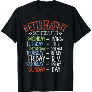 Camping Life Retirement Schedule Van RV Camper Fan Motorhome T-Shirt Graphic tees