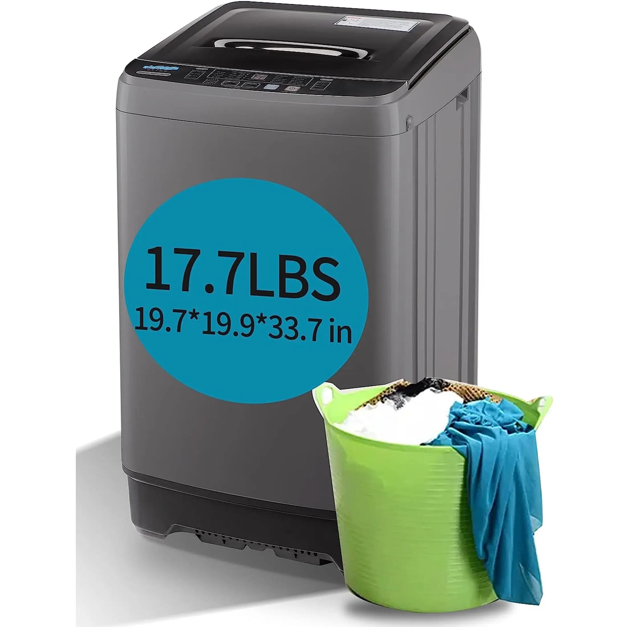 Full-Automatic Multifunction Washing Machine - Home Appliance, Mini Portable, 17.7 lbs Capacity, LED Display, Drain Pump, 10 Wash Programs, 8 Water Levels, Ideal for Camping