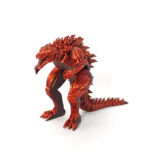 3D Printed Muscle Godzilla Toy Monster Jointed Creative Model Figurine Gift Decoration, Collectible Action Figure Display Piece