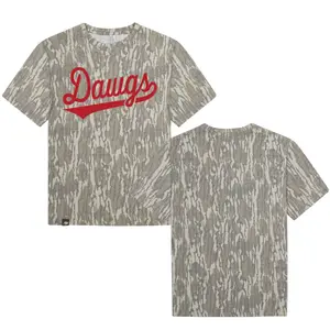 Classic Unisex Mossy oak Red DAWGS Bottomland Camouflage T-Shirt Soft Washed Camo Tee For Men & Women