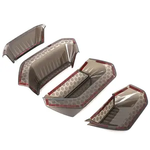 4-piece set of ABS transparent gray smoked taillight housings (honeycomb texture) suitable for 2014-2019 Corvette C7 models