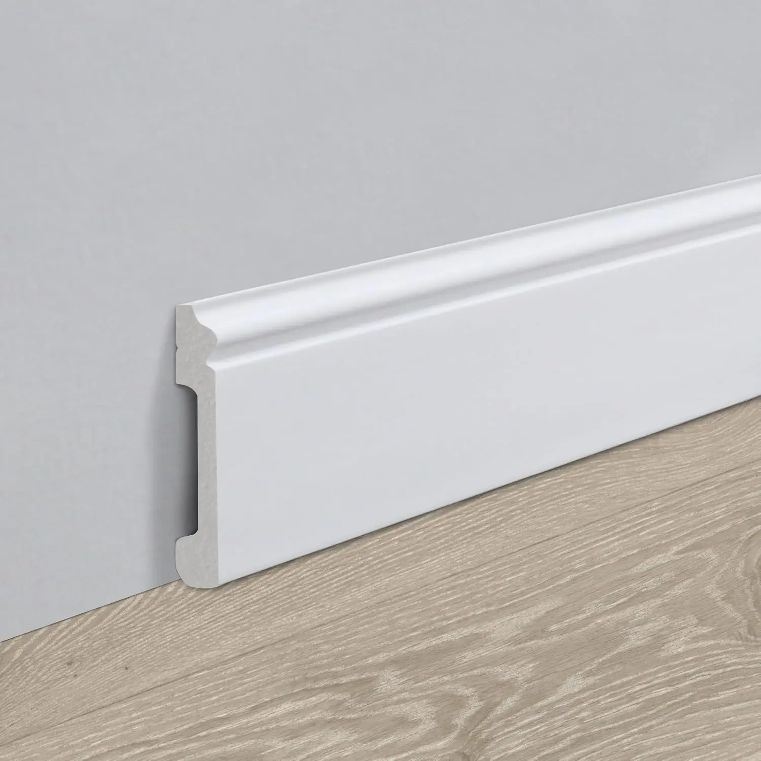 10-Pack Wall Baseboard Molding Trim of 44.5 x 3.2 in | Polystyrene Baseboard Molding Trim with High-Impact Finish, Paintable and Moisture Resistant Easy Glue Installation for Walls
