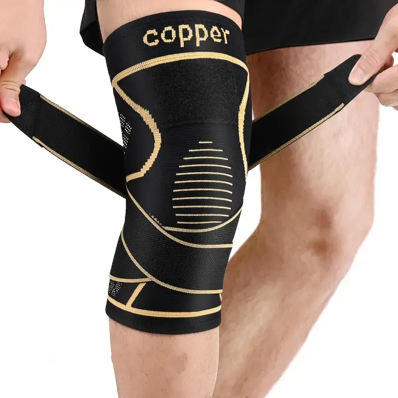 Breathable Compression Knee Sleeves with Straps for Men & Women, Meniscus & Arthritis Care, Ideal for Running, Gym Training, Sports Protective Gear