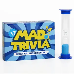 MAD TRIVIA Trivia  with Sand Timer About Things You Oughta Know - Fun -Paced Quiz Trivia Card & Board  with 200+ Questions Family Road Trip Travel  for The Pursuit of Trivial Knowledge