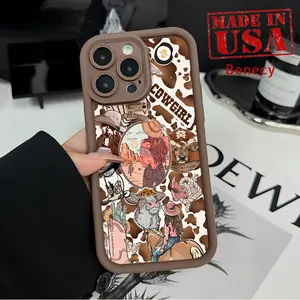 TPU Phone Case for iPhone 15 16 14 Pro Max 13 12 11 XR XS Plus E Western Cowgirl Design Pattern Pocket-Friendly Shockproof Silicone Protective Soft Smartphone Casing