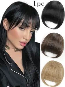 6-Inch Women's Clip-In Straight Bangs Wig, Lightweight Natural Look, French Airy Bangs, Invisible Hair Extension, Synthetic Extensions, Perfect for Daily Wear
