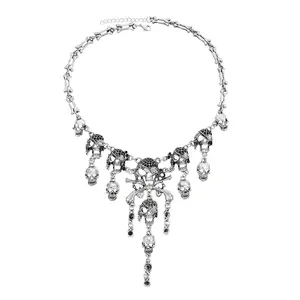 Vintage Punk Pirate Skeleton Pendant Necklace for Women Men Gothic Party Hip Hop Jewelry Hyperbole Chain