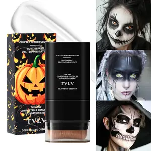 Natural Concealer Black and White Foundation Cream, COS Clown Stage Double-Head Painting Cream, Makeup Cosmetics Body Makeup Suitable for Christmas and Halloween Celebrations