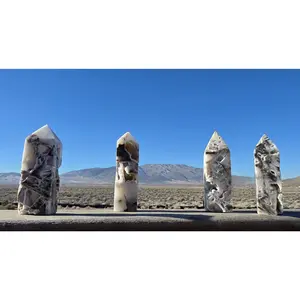 Sphalerite Geode Quartz Four-Sided Tower