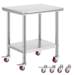 Stainless Steel Work Table With Wheels 24 X 30 Prep Table With Casters For Commercial Kitchen, Heavy Duty Mobile Workbench, Durable Stainless Surface, 33.8 Inch Height, Ideal For Food Prep, Catering, Bakery, And Kitchen Storage