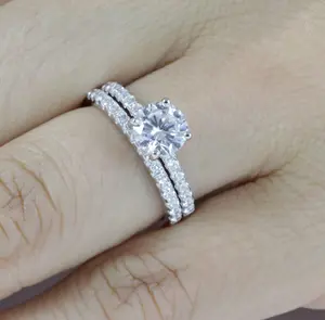 1CT Round Cut CZ Engagement Ring Wedding Band Bridal Rings Set 925 Sterling Silver Size 2.5-15 S6695