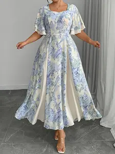 Women's Spring Summer Fashion Patchwork Floral Casual Elegant Dress, Stylish Ladies' Clothing, Perfect for Daily Wear & Special Occasions