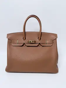 Pre-owned HERMÈS Leather Shoulder Bags Caramel Brown Togo Birkin 35 Tote Bag Top Handle Shoulder Handbag Gold Hardware FJ003HM