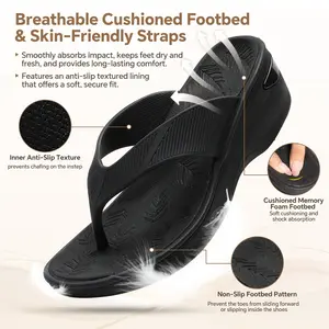 Women's Wedge Flip Flops, Ultra Soft Cushioned Platform Thong Sandals, Non-Slip Shock Absorbing Casual Summer Shoes with Arch Support, All-Day Comfort Footwear for Beach, Pool, Walking, Travel & Daily Wear