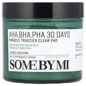 SOME BY MI AHA/BHA/PHA, 30 Days Miracle Truecica Clear Pad, 70 Pads, 4.22 fl oz (125 ml)