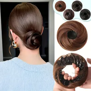 Women's Fluffy Messy Bun Wig - Heat-Resistant Synthetic Fiber, Secure Hold, Natural Volume and Texture, Easy-to-Use Clip-In Hairpiece, Suitable for All Races and Occasions, Fashionable Updo Accessory
