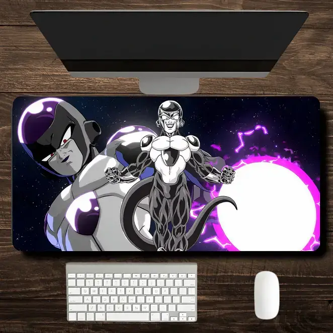 DBZ Frieza Gaming Mouse Pad, Anime Desk Mat, Frieza Final Form Large Mouse Pad, 7 Balls Keyboard Desk Pad, Non Slip Rubber Base, Stitched Edges, Otaku Gamer Gift, Anime Room Decor