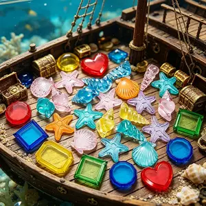 36pcs Vibrant Colorful Ocean-Themed Fish Tank Decorations - Starfish, Seashell, Conch & Gem Shaped Aquarium Ornaments, Eye-Catching Resin Accessories